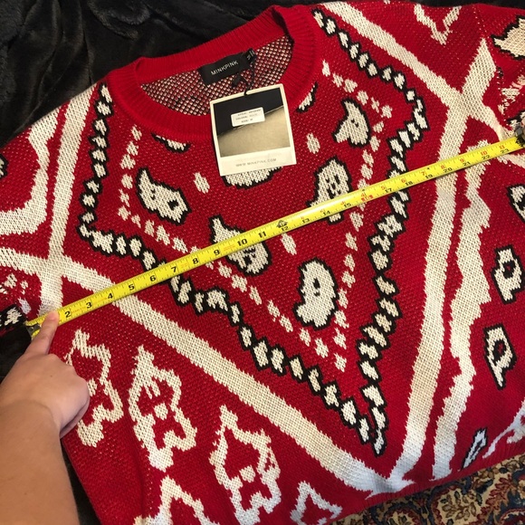 NWT Nasty Gal x Mink Pink Red Bandana Sweater - Picture 5 of 6